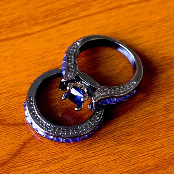 2pec/set Blue Sapphire Ring New - Picture 3 of 4